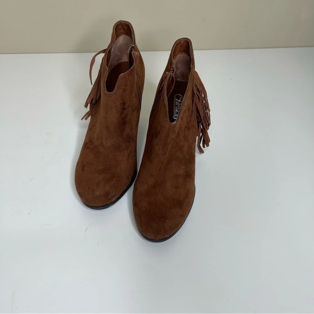 Carlos Santana Tempe Brown Suede Fringe Booties